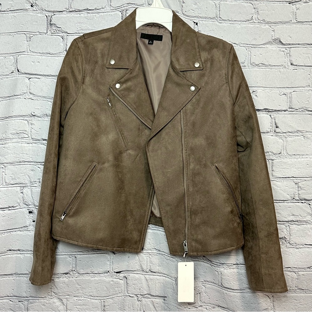 NWT Uniqlo Suede Moto Jacket - Picture 3 of 11